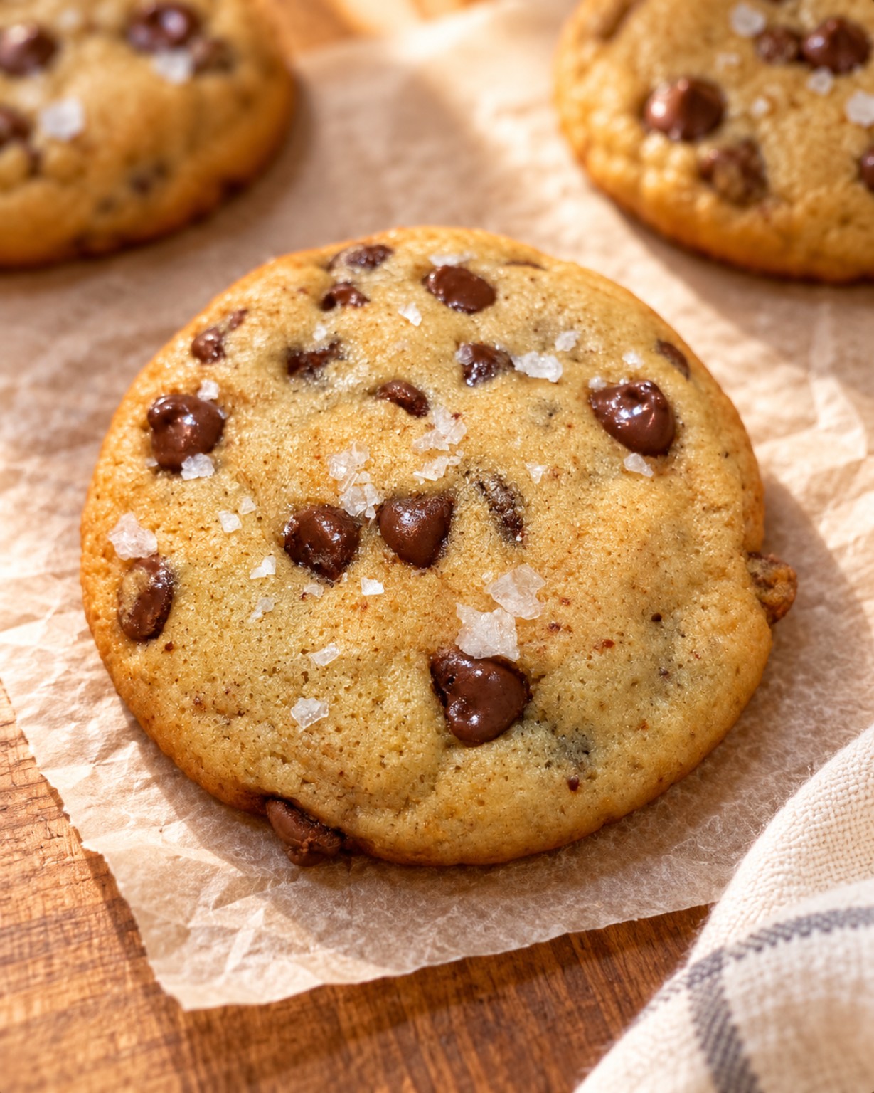 Sourdough browned butter chocolate chip cookie with flaky sea salt